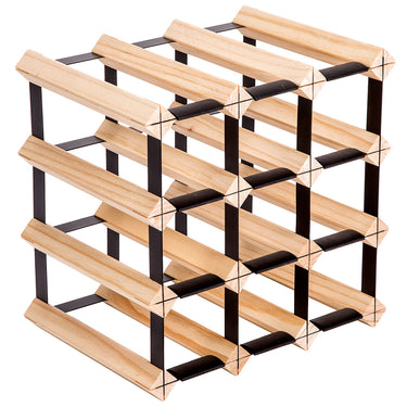 Emperio 12 Bottle Steel & Pine Wood Wine Rack